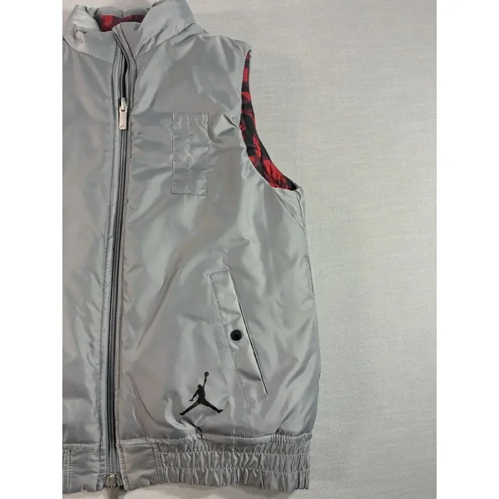 Jordan Reversible Puffer Vest Men's Small Red Gray Camo Full Zip (See Descr)